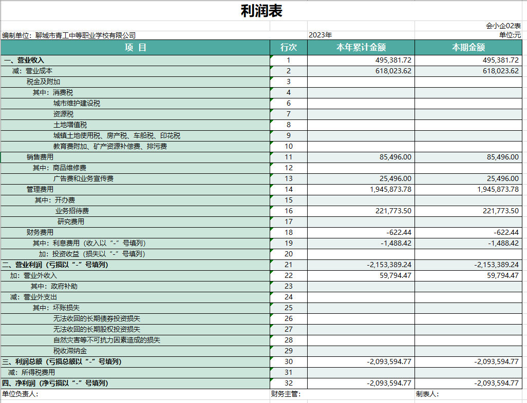 2023年度利润表及资产负债表(图1)